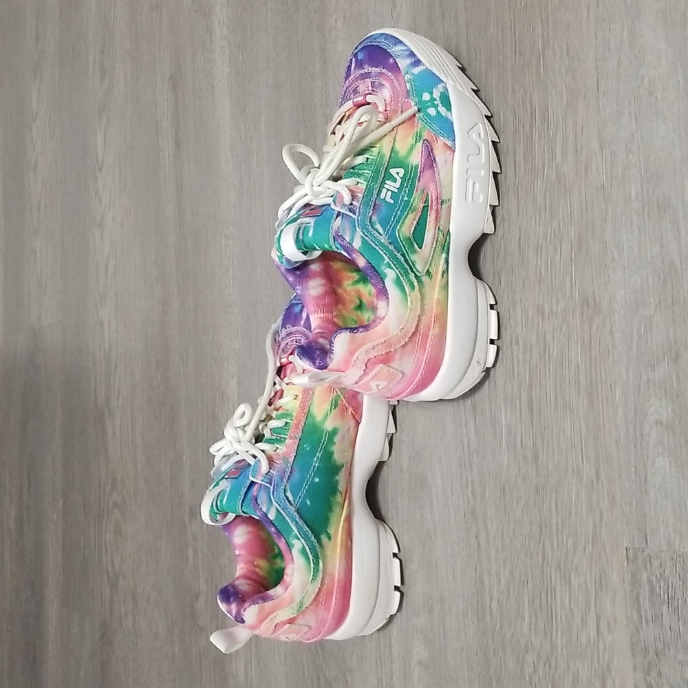 Girls Fila tennis shoes size 1.5 rainbow tye dye